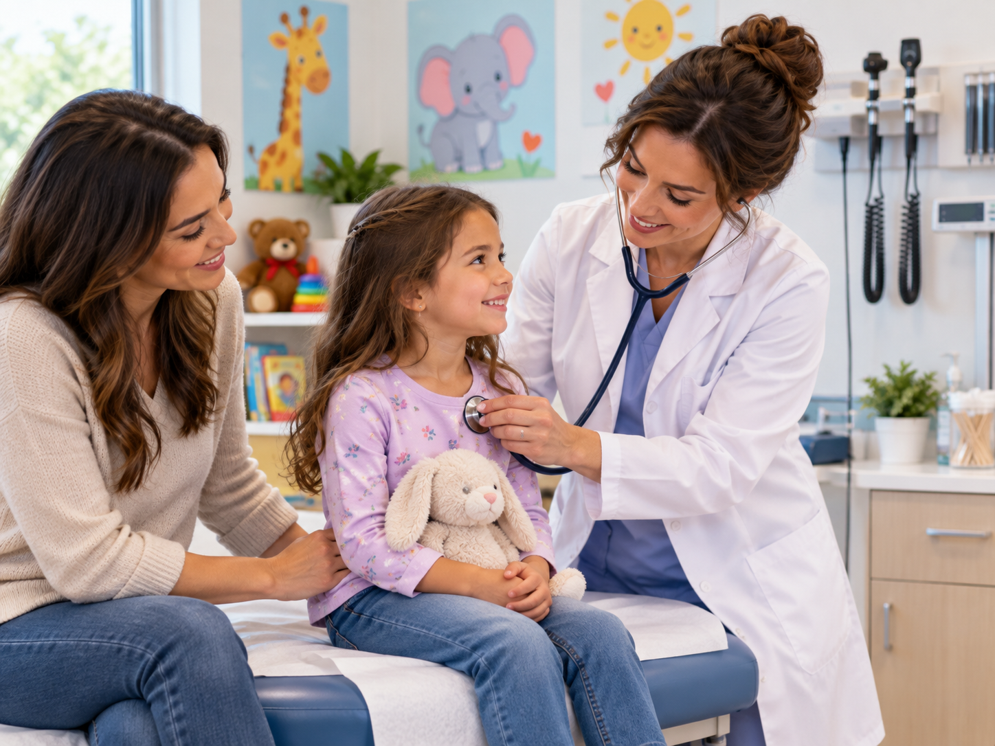 Consultorio pediátrico preparado para atender a un niño