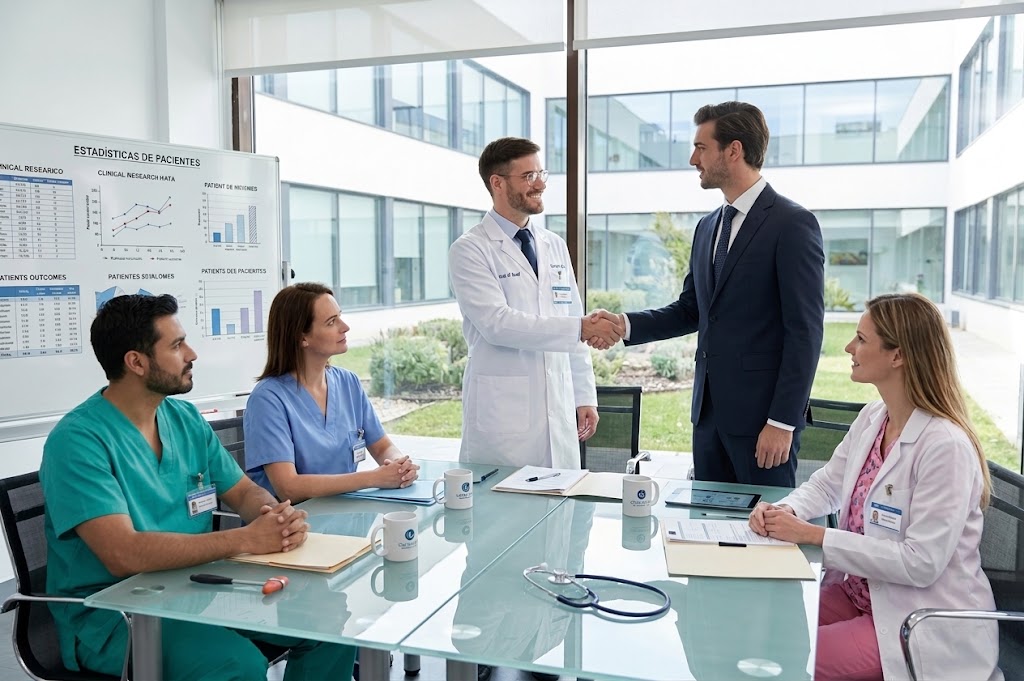 Consulta de medicina general en una clínica con varios especialistas